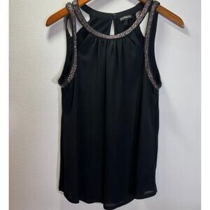 Express Women’s Large Black Sleeveless Embellished Beaded Top Party Evening